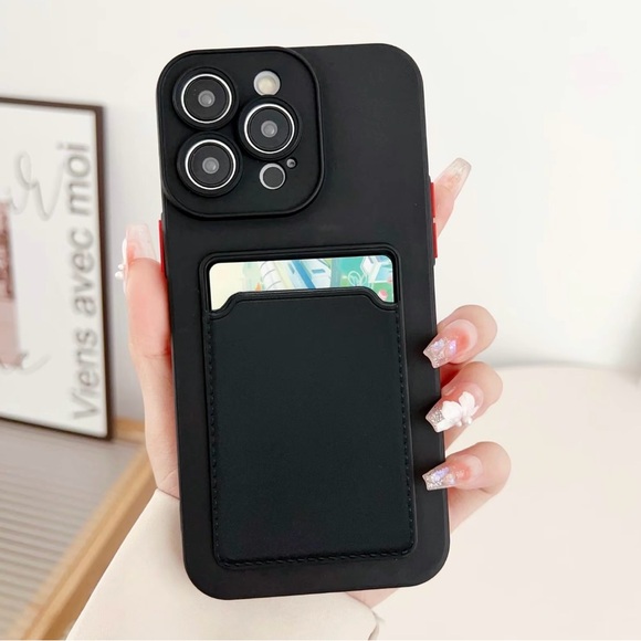 iPhone 15 Pro Max Solid Black Card/ID Phone Case - Picture 2 of 5